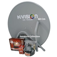 PARABOLA MINI KVISION 60 CM FULL SET LENGKAP + 1 PCS RECEIVERSAT ( PARABOLA 1 SET LENGKAP ) -Colorbl
