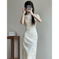 蕾丝旗袍小个子2026新夏季复古民国修身气质日常少女改良年轻Chinese Cheongsam Dress Short Sleeves Women Tight Elastic Dress Long S
