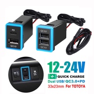 Quick Charge PD QC3.0 Dual USB Socket Phone Charger LED Display Fast Charging Type C Power Adapter 3