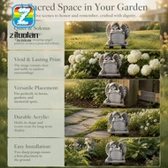 ZILUOLAN Garden Angel Statue, Commemorative Design 5.11x7.8in Angel Tombstone Plaque, Beautiful Grey