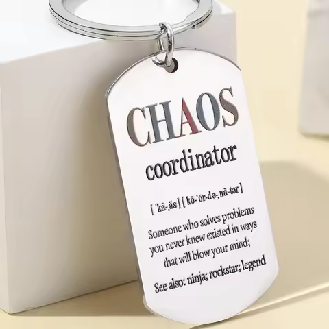 1Pc Spanish Chaos coordinator colored stainless steel keychain for colleagues and daily gifts for th