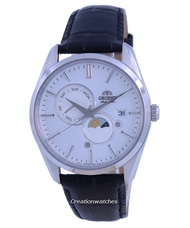 [CreationWatches] Orient Classic Sun Moon Gen White Dial Automatic Mens Black Leather Strap Watch RA-AK0310S10B