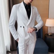 Plus size British style 3PCS men's business suit Blazer white slim fit for wedding work and leisure S-8XL