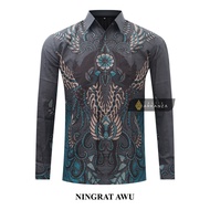 KEMEJA Original Batik Shirt With Noble Motif AWU Batik Shirt For Men, Men, Slimfit, Full Layer, Long Sleeve