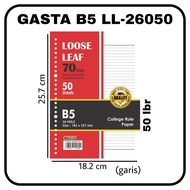 B5 BINDER PAPER LINE 26 HOLES 50 SHEETS LOOSE LEAF REFILL