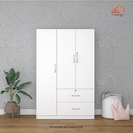 SKL Furniture_3 Doors 3.7FT NEW ARRIVAL_SKL6194_3 DOORS_2 DRAWERS_WARDROBE / Almari Baju / Kabinet B