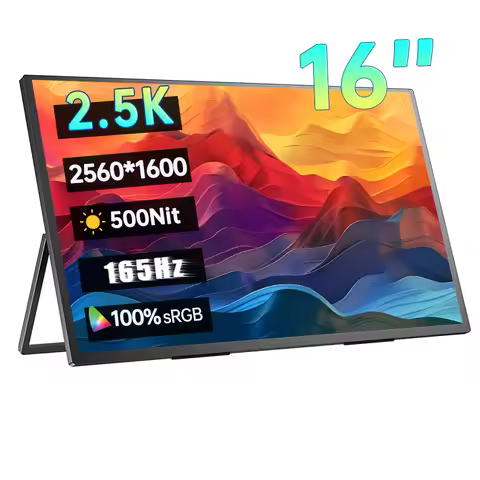 16 Inch 2.5K 165Hz Portable Monitor 2560*1600P 100%sRGB Gaming Display With VESA & Stand 180° Adjust