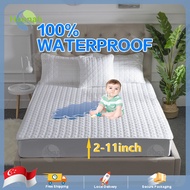 Waterproof Bedsheet Bed Cover Mattress Protector &amp; Toppers Cover Single/Queen/King Size Fitted Bedsheet