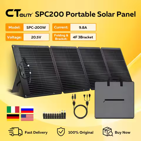 CTOLITY SPC200 200W Updated Foldable Solar Charger 20.5V Portable Solar Panel IP68 High Efficiency 2