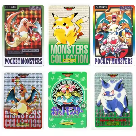 DIY Pokemon Collection Cards Pikachu Charizard Gengar Green Version1 1996 Charizard Card Game Anime 