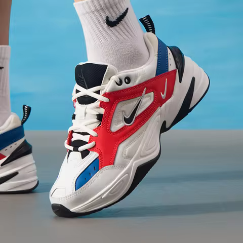 Men's M2K Tekno White Blue Orange Retro Dad Shoes Casual Sports Running Shoes AV4789-100