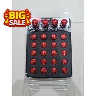 น๊อตล้อraysสีแดง 24ตัว เกลียว1.5 รถยนต์แม็ก6รูใส่ได้ (ไม่มีลูกบล็อก) #น็อตมอไซต์   #น็อตเกลียว  #น็อ