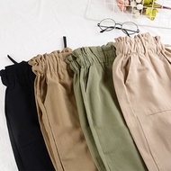 zhuxin32110 Women Cotton Elastic Waist Loose Wide Leg Pants Long Trousers Palazo Linen