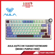 AULA AU75 3 IN 1 GASKET KEYBOARD (BEIGE+ PURPLE+ RED)