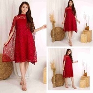 OSCAR FS - ML XL 2XL 3XL MARIANA DRESS - BYK COLOR BRUKAT TULANG LAYER FURING BACK ZIPPER HAND BATWI