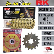 Y15ZR FZ150 Y16ZR RK JAPAN 415 ERO KLO ORING CHAIN RANTAI GOLD EMAS STT SPROCKET SPOCKET SPOKET SPRO
