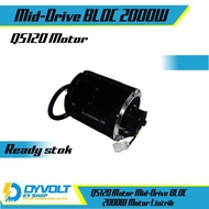 QS MOTOR LISTRIK MID DRIVE 2000W QS120 PMSM SINGLE SHAFT 12INCH 72V 2800RPM IP67 BLACK MOTOR LISTRIK