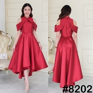 [LUXURY707] เดรสคอจีน พรางแขน เรียบหรู (VO8202)