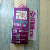 3 in 1 retro log on cable charger cable