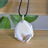 原創手工純銀鑲嵌海洋玉髓配繩意境吊墜