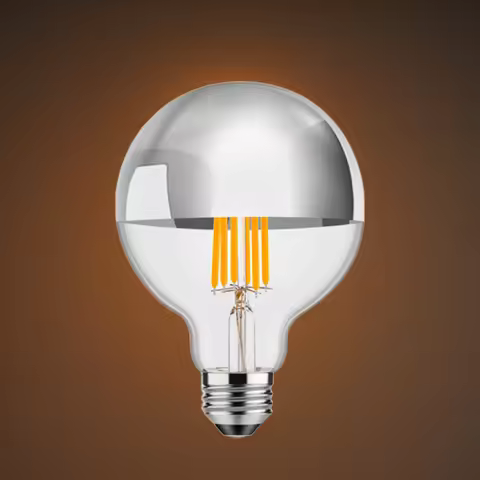 E14 E27 Half Chrome Light Bulb G45 A19 G80 4W 6W 8W 2700K Indoor Silver Bowl Mirror Decorative Dimma