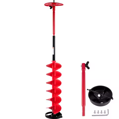 VEVOR Ice Drill Auger 6\" Diameter Nylon Ice Auger 39\" Length Ice Auger Bit Auger Drill with 11.8\"