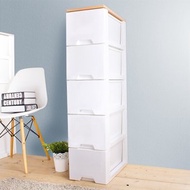 [特價]【HOUSE】木天板-純白衣物抽屜式五層收納櫃-隙縫櫃-台灣製造