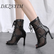 【Top Selling Item】 Dkzsyim Woman Stilettos Latin Dance Shoes Tango Mesh Boots Ladies Party Dance Booties Women's Dancing Shoes Salsa Ballroom