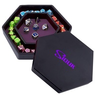 SIQUK Dice Tray with Lid Hexagon Dice Rolling Tray Dice Holder for Dice Games Like RPG, DND and Othe