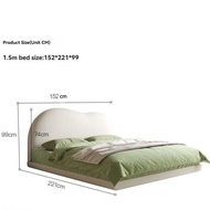 HOMIE LIFE Leather bed พร้อมไฟใต้เตียง เตียงนอน 6 ฟุต 5ฟุต ฐานเตียงเจ้าหญิง เตียงนอนหรูหรา  Modern bed frame H2402