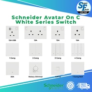 Schneider Electric Avatar On C Full Series Switches With Fluorescent Locator (White)