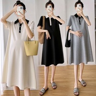 Women Maternity Pregnant Polo Collar Fashion Long Dress