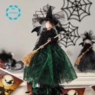 Halloween Witch Decoration 11 Inches Witch Doll Halloween Veil Witch Doll Witch Hat and Witch Broom 