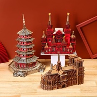 Wooden Children's Puzzle3DAdult Puzzle Toy Wooden Three-Dimensional Ornaments Assembly Model Wholesale Building Building