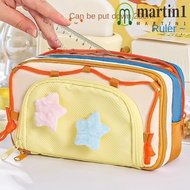 MARTIN1 Y2K Star Stationery Bag, 7 Multilayer Desktop Storage Korean Pencil Case, Sweet Large Capaci