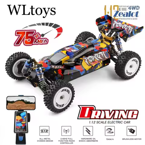 Wltoys 124007 V8 1/12 2.4G Racing RC Cars 4WD Brushless Motor 75Km/H High Speed Remote Control Car O