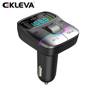 EKLEVA บลูทูธ5.3 FM ส่งสัญญาณแฮนด์ฟรีวิทยุติดรถยนต์โมดูเลเตอร์เครื่องเล่น MP3 USB อแดปเตอร์ชาร์จแบตเ