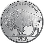 1 oz Golden State Mint Buffalo .999 Silver BU Round