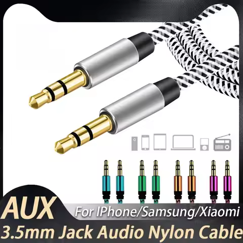 Audio 3.5mm Jack Nylon Cable 3.5 mm to 3.5mm Aux Wire Line Male to Male Car Headphone Speaker Aux Co
