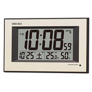 SEIKO SQ438G Wall clock for living room bed room Automatic Lighting Radio Digital Calendar Temperature Humidity Display Light Gold Pearl that...