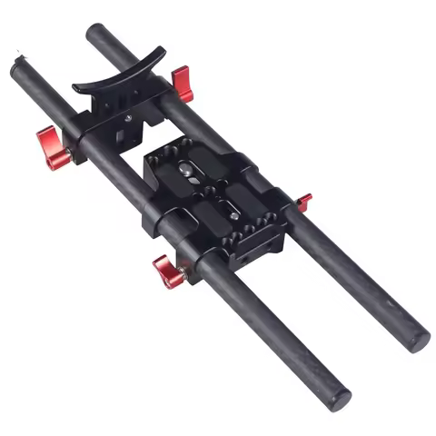 Universal 15mm Rod Rail Clamp Camera Mounting Base Plate Bracket for Panasonic Fujifilm SLR Cage Rig
