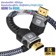 8K HDMI Cable 2.1 48Gbps  High Speed HDMI Braided Cord-4K@120Hz 8K@60Hz, DTS:X, HDCP 2.2 & 2.3, HDR 