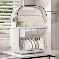 Double-layer Dish Drying Rack Drainer Rack Cupboard Tableware Bowl Organizer Kitchen Utensils Dish C