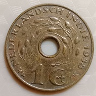 Koleksi koin kuno Ned Indie lawas 1 cent Bolong BEKAS 1938