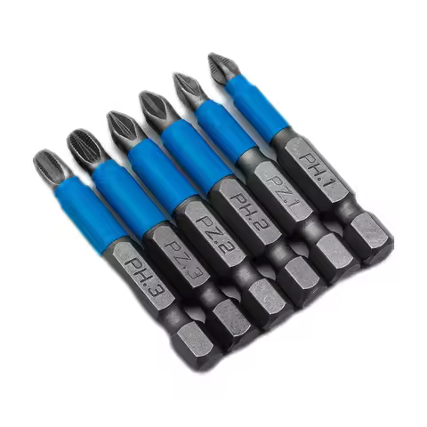 6Pcs Non-Slip Screwdriver Bit Set Electric Impact 50mm PH1/PH2/PH3/PZ1/PZ2/PZ3 High Hardness Hand Dr