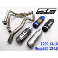 SC Project Exhaust Kawasaki Ninja250 / Z250 Full System Piping Stainless Steel Ekzos Muffler Manifold Motor Accessories