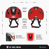 Cigna Ts-44 Bike Ultralight Helmet + Helmet Lamp - Bicycle Helmet - Red Free Shipping Discount
