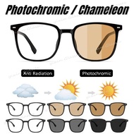 Women Photochromic Anti Radiation Eye Glasses For Women Men Square chameleon Sunglasses Frames Anti 