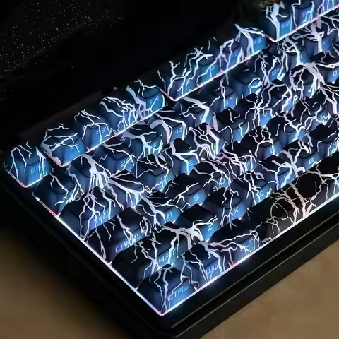 Lightning Side Printed Shine Through Keycaps 120 Keys Dye Sub PBT Keycaps Cherry Profile for MX Swit
