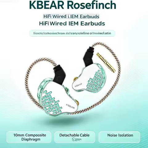 Wired IEM Earbuds Rosefinch KBEAR 10mm Composite Diaphragm Zinc Alloy Faceplate Noise Isolation for
